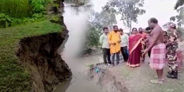 Erosion in Dhadial river in Coochbehar due to heavy rains Coochbehar: প্রবল বৃষ্টিতে কোচবিহারের নদীতে ভাঙন, নদীগর্ভে বাড়িঘর, কৃষিজমি