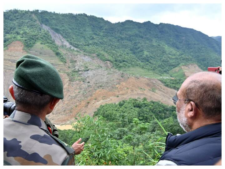 Chief Minister N Biren Singh inspected the site of the massive landslide at Tupul and personally supervised the relief and rescue operations in the disaster hit area. Union Home Minister Amit Shah said a team of the National Disaster Response Force (NDRF) has reached the landslide site, while two more teams are on their way. (Image: Twitter/@manipur_cmo)