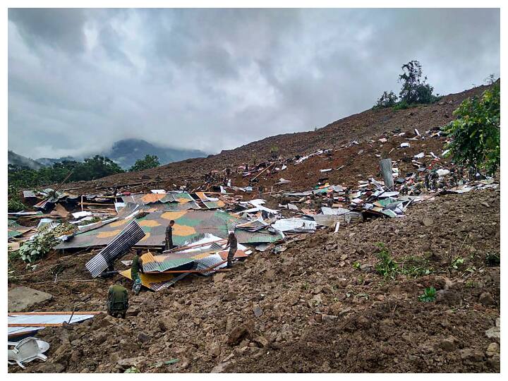 At least eight people were killed and over 70 others went missing after a massive landslide occurred at a railway construction site in Manipur's Noney district. The incident took place at Tupul yard railway construction camp on Wednesday night. (Image: PTI)