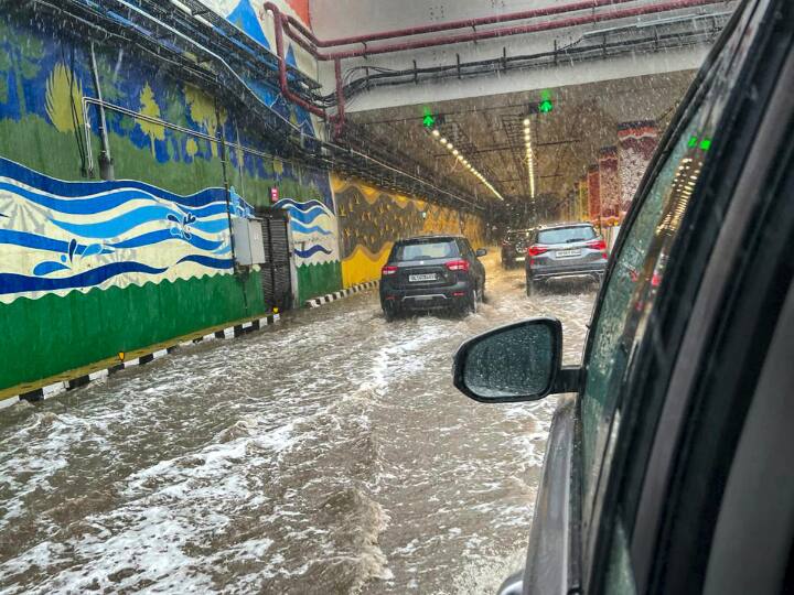 Roads were waterlogged amid monsoon rains in New Delhi. (PTI Photo)