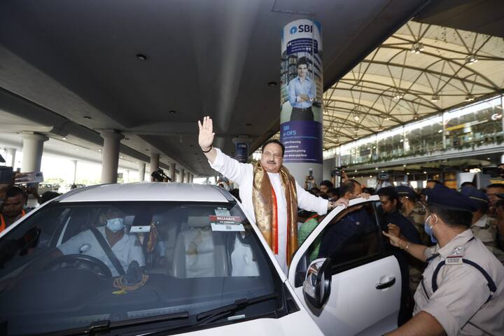 బీజేపీ జాతీయాధ్యక్షుడు జేపీ నడ్డాకు శ్రేణుల స్వాగతం