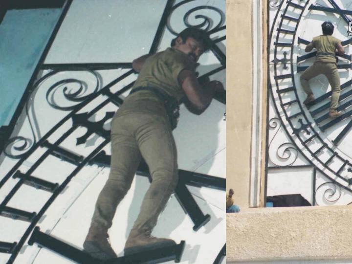 Vijayakanth Stunt With No Rope Technique in Clock Tower Scene Sethupathi IPS Movie - AVM Production Recalls Vijayakanth Stunt: கேப்டன்னா சும்மாவா.. அந்தரத்தில் கயிறு இல்லாமல் ஏறிய விஜயகாந்த்? டரியல் வைரல் Pic..