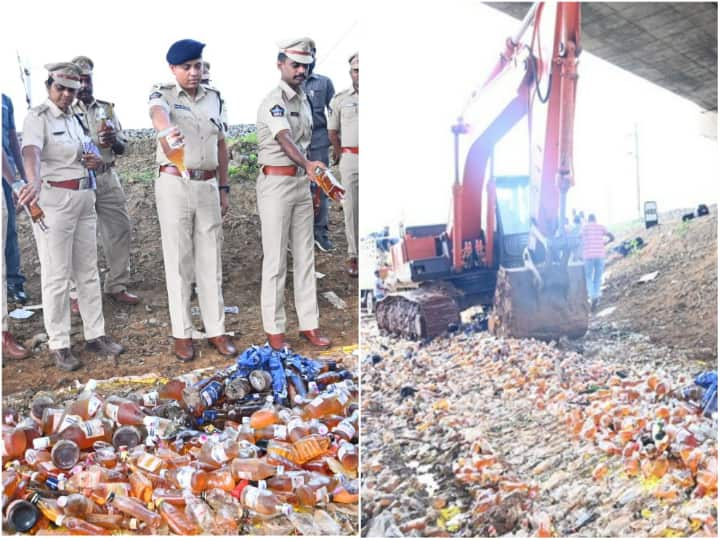 Illegal Liquor: आंध्र प्रदेश में 80 लाख की अवैध शराब पर चला बुलडोजर, 34 हजार बोतल की गई नष्ट