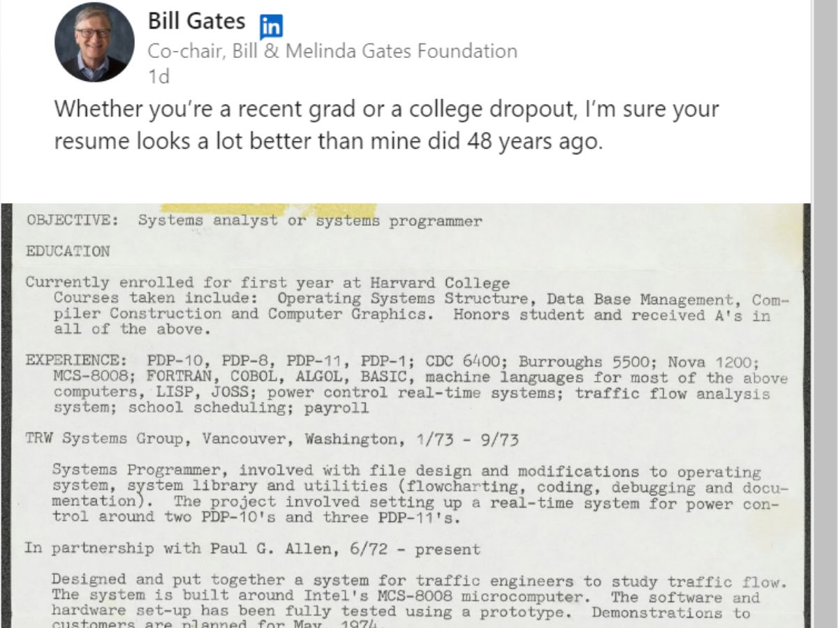 Bill Gates Resume: బిల్‌గేట్స్‌ రెజ్యూమ్‌ చూశారా- ఆయన చేసిన కోర్సులు చూస్తే షాక్ అవుతారు