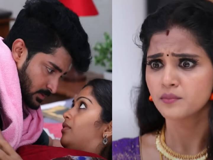 Muthazhagu serial Anjali hated by muthazhagu promo viral in social media Serial Muthazhagu: முத்தழகுடன் ரொமான்ஸ்...திடீரென உள்ளே வந்த அஞ்சலி..மாட்டிக்கொண்ட ரெண்டு காதல்காரன் பூமி.. வைரல் வீடியோ..