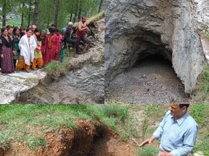 Bageshwar landslide like situation above the tunnel of Uttar Bharat Hydro Power in Kapkot ANN Bageshwar News: बागेश्वर में उत्तर भारत हाइड्रो पावर की जमीन धंसने से बनी सुरंग, पानी के रिसाव से दहशत में ग्रामीण