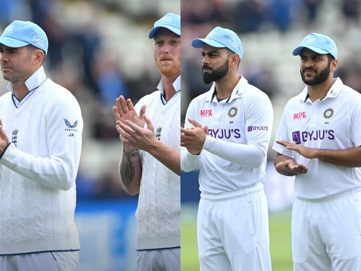 England vs India players blue cap in 5th Test bob willis fund Birmingham IND vs ENG 5th Test: बर्मिंघम में 'ब्लू कैप' पहनकर मैदान पर उतरे भारत-इंग्लैंड के खिलाड़ी, जानें क्या है कारण