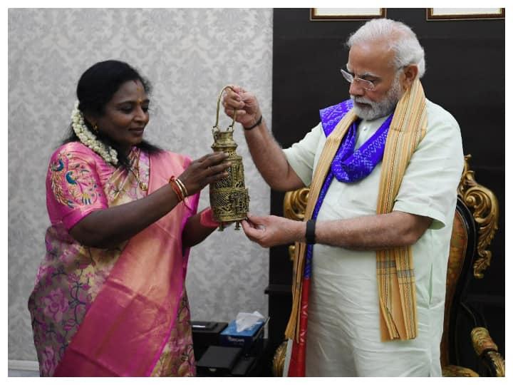 Telangana Guv Extends Warm Welcome To PM Modi In Hyderabad, Gifts Tribal Antique From Warangal
