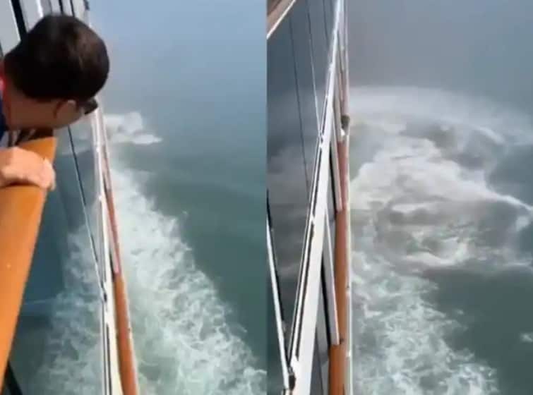 sea ship collided with giant iceberg in alaska video viral on social media Titanic 2.0 : विशालकाय हिमनगावर धडकलं जहाज, पुढे काय घडलं? पाहा थरकाप उडवणारा व्हिडीओ
