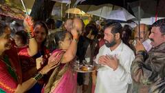 Eknath Shinde : मुख्यमंत्री  एकनाथ शिंदेंचे  भर पावसात बाळासाहेबांना अभिवादन, पाहा फोटो