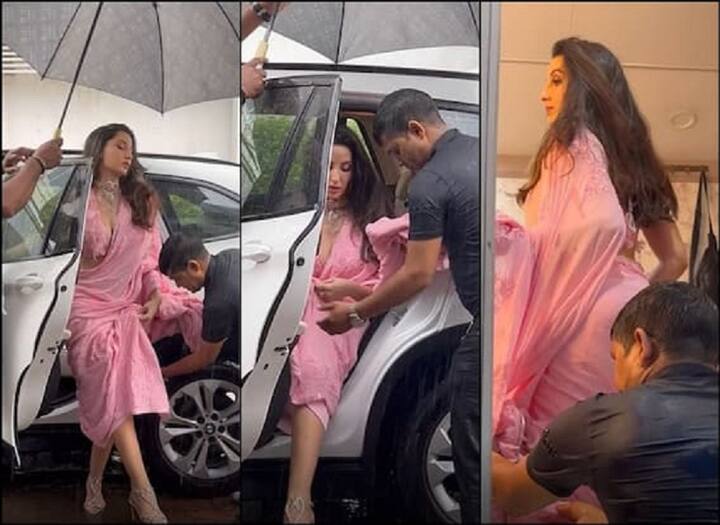 બોલિવૂડ અભિનેત્રી નોરા ફતેહીની ગુલાબી સાડીથી માહોલ ગુલાબી થઈ ગયો. સાડી પહેરીને પાણી-પાણી થયું.