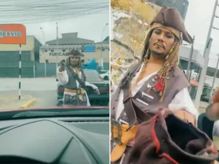 Hollywood actor Johnny Depp begs on street in pirates of Caribbean dress know the truth Watch: सड़कों पर भीख मांगते दिखे जॉनी डेप तो चौंक गए लोग! जानिए सच्चाई