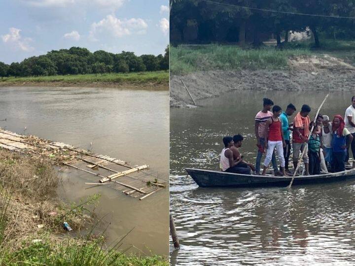 Darbhanga Flood: Villagers cross Bagmati river by boat risking their lives due to breaking of Chachari bridge in Darbhanga ann Darbhanga Flood: बागमति का 'तांडव' शुरू, चचरी पुल टूटने से जान जोखिम में डाल नाव से नदी पार करते हैं ग्रामीण
