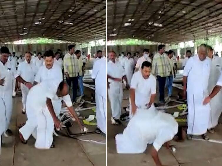 Natham Viswanathan Ex-AIADMK Minister Suffers Fall While Inspecting General Council Meet Works Vanagaram- Watch Video Watch Video: திடீரென கீழே விழுந்த முன்னாள் அமைச்சர் நத்தம் விஸ்வநாதன்.. வைரலாகும் வீடியோ..!