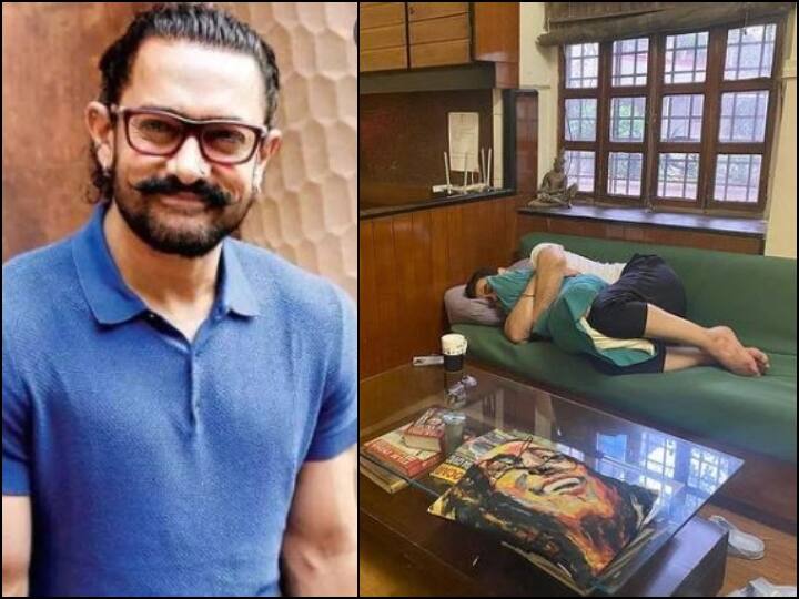 Aamir Khan takes a power nap amidst post-production schedule of 'Laal Singh Chaddha' Laal Singh Chaddha के पोस्ट प्रोडक्शन वर्क के बीच Aamir Khan लेते दिखे नींद की झपकी, वायरल हो रही तस्वीर