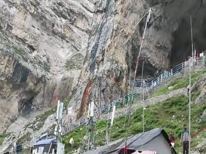 Cloudburst Amarnath Cave Water Flowing Turbulently Rescue operation underway Jammu Kashmir Cloudburst- Watch Video WATCH | Flash Floods Sweep Away Several Tents Of Pilgrims In Lower Reaches Of Amarnath Cave