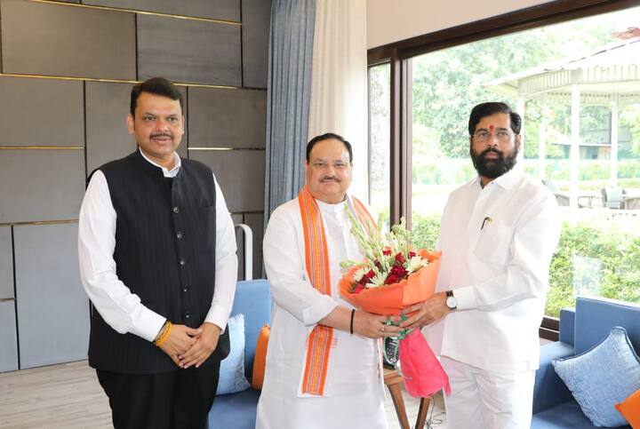 नड्डा यांच्यासोबत शिंदे आणि फडणवीसांनी बराच वेळ संवाद साधला