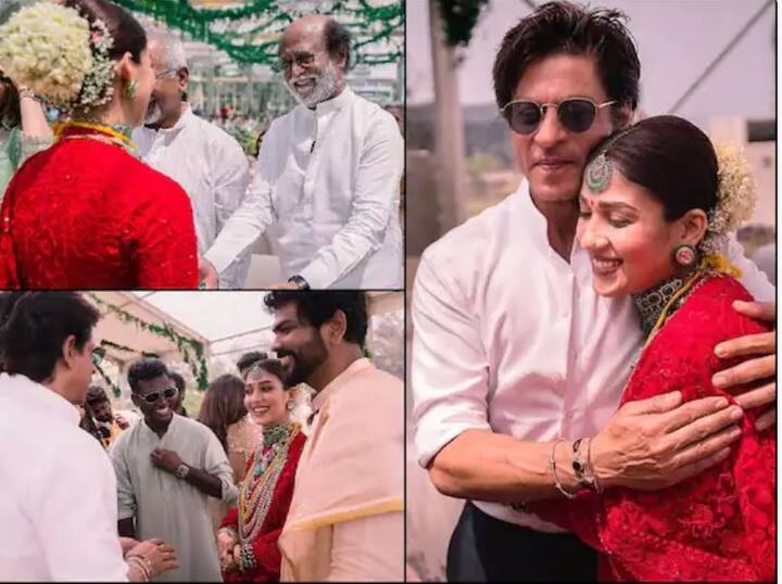 ਸਾਊਥ ਸਿਨੇਮਾ ਦੀ ਦਿੱਗਜ ਅਦਾਕਾਰਾ ਨਯਨਤਾਰਾ ਅਤੇ ਫਿਲਮ ਨਿਰਮਾਤਾ ਵਿਗਨੇਸ਼ ਸ਼ਿਵਨ ਨੇ ਪਿਛਲੇ ਮਹੀਨੇ ਵਿਆਹ ਕੀਤਾ ਸੀ। ਹਾਲ ਹੀ 'ਚ ਇਨ੍ਹਾਂ ਦੋਹਾਂ ਦੇ ਵਿਆਹ ਦੀਆਂ ਕੁਝ ਅਣਦੇਖੀਆਂ ਤਸਵੀਰਾਂ ਸੋਸ਼ਲ ਮੀਡੀਆ 'ਤੇ ਸਾਹਮਣੇ ਆਈਆਂ ਹਨ, ਜਿਨ੍ਹਾਂ 'ਚ ਤੁਸੀਂ ਬਾਲੀਵੁੱਡ ਸੁਪਰਸਟਾਰ ਸ਼ਾਹਰੁਖ ਖਾਨ ਅਤੇ ਸਾਊਥ ਦੇ ਦਿੱਗਜ ਅਦਾਕਾਰ ਰਜਨੀਕਾਂਤ ਨੂੰ ਦੇਖੋਗੇ।