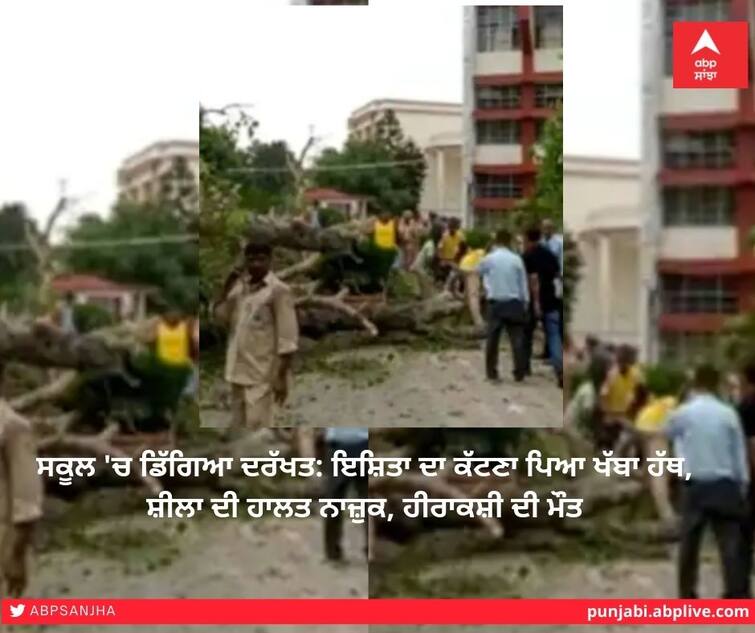 Tree falls at school: Ishita's left arm amputated, Sheila in critical condition, Hirakshi dies ਸਕੂਲ 'ਚ ਡਿੱਗਿਆ ਦਰੱਖਤ: ਇਸ਼ਿਤਾ ਦਾ ਕੱਟਣਾ ਪਿਆ ਖੱਬਾ ਹੱਥ, ਸ਼ੀਲਾ ਦੀ ਹਾਲਤ ਨਾਜ਼ੁਕ, ਹੀਰਾਕਸ਼ੀ ਦੀ ਮੌਤ