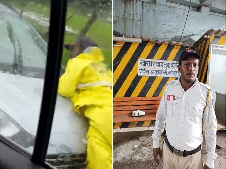 Navi Mumbai news Traffic police dragged on car’s bonnet for over 100 metres in Kharghar Traffic Police : विरुद्ध दिशेने आल्याने अडवलं, कार चालकाने वाहतूक पोलिसाला बोनेटवरुन फरफटत नेलं