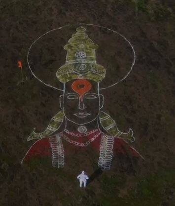 कातळ दगडावर साकारली 40 फुट विठ्ठलाची रांगोळी