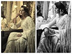 Huma Qureshi Pics: ऑफ व्हाइट साड़ी पहन बला की खूबसूरत लगीं हुमा कुरैशी, रेट्रो लुक ने बनाया फैन्स को दीवाना !