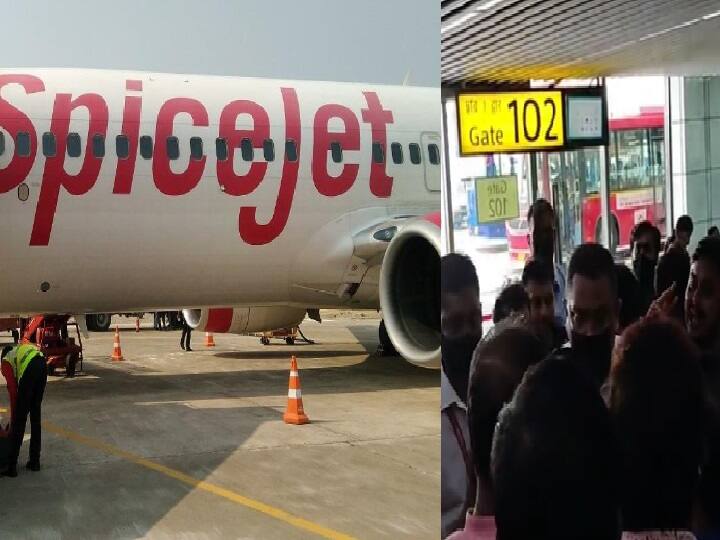 chennai Passengers on SpiceJet flight stranded 5 hours 5 மணி நேரம் விமானம் லேட்.. கழுத்தை அறுக்கும் SpiceJet! காத்துக்கிடக்கும் நோயாளிகள், வயதானவர்கள்!
