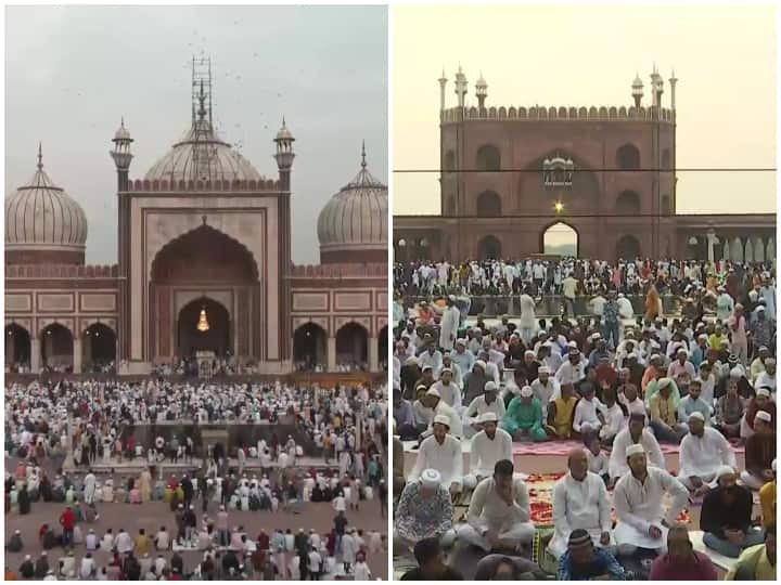 Today Eid Al Adha festival celebrating offer prayer in delhi jama masjid Eid Al Adha 20222: आज धूमधाम से मनाया जा रहा है बकरीद का त्योहार, दिल्ली की जामा मस्जिद में अदा की गई नमाज