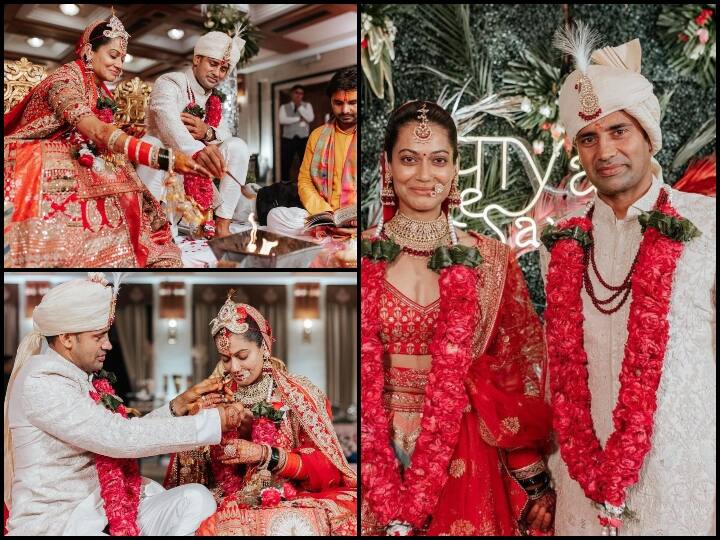 Payal Sangram Wedding Photos Payal Rohatgi and Sangram Singh tie the knot in Agra see wedding photos Payal Sangram Wedding Photos: सुर्ख जोड़े में दुल्हन बनीं पायल रोहतगी, शेरवानी पहन खूब जंचे संग्राम सिंह, देखें शादी की पहली तस्वीरें