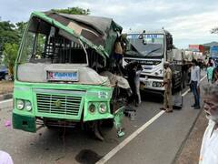 லாரி மீது மோதிய பேருந்து... 6 பேர் உயிரிழப்புக்கு காரணமான பேருந்து ஓட்டுநர் கைது