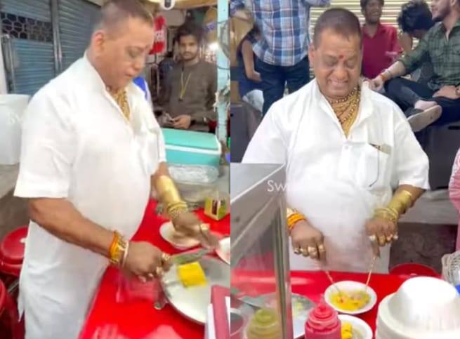 Indore News: This uncle sells Falooda wearing 2 kg of gold, the video created panic on the internet ਇਸ ਵਿਅਕਤੀ ਨੇ 2 ਕਿਲੋ ਸੋਨਾ ਪਾ ਕੇ ਵੇਚਿਆ ਫਲੂਦਾ, ਵੀਡੀਓ ਨੇ ਮਚਾਇਆ ਇੰਟਰਨੈੱਟ 'ਤੇ ਤਹਿਲਕਾ