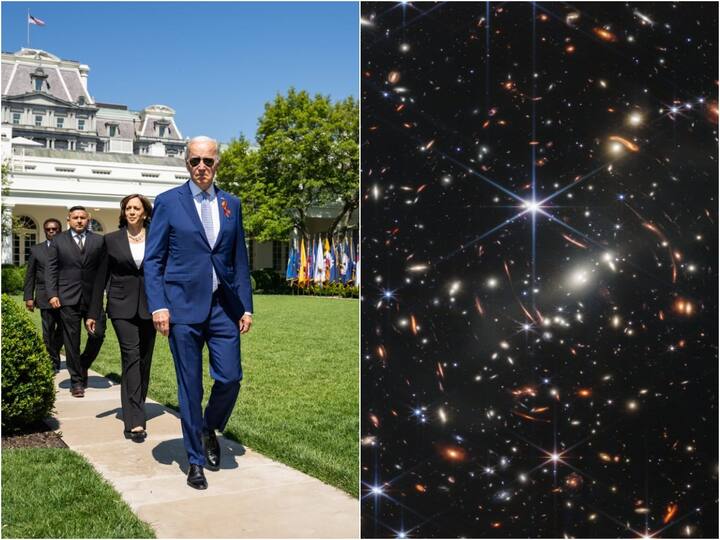 US President Biden Reveals James Webb Space Telescope's stunning first image James Webb Space Telescope Image: విశ్వం రహస్యం ఇదే- నాసా జేమ్స్ వెబ్ తీసిన తొలి ఫొటో విడుదల!