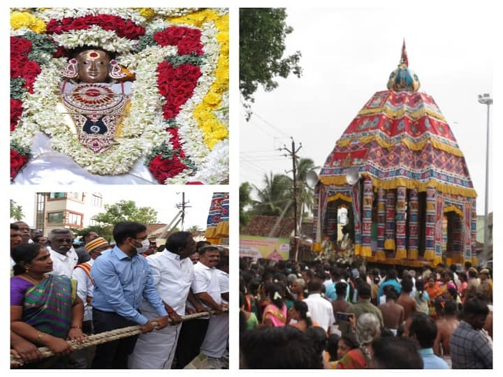 Nagor Naganathaswamy Temple's Brahmotsavam procession started in nagapattinam நாகூா் நாகநாதசுவாமி கோயிலின் பிரமோற்சவ விழா தேரோட்டம் - பக்தியுடன் தேரை வடம் பிடித்த பக்தர்கள்