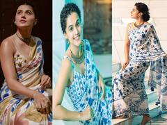 Taapsee Pannu Pics: फ्लोरल साड़ी में तापसी पन्नू की खूबसूरती देख फैंस बोले नजर ना लगे, फोटो उड़ा देंगी होश