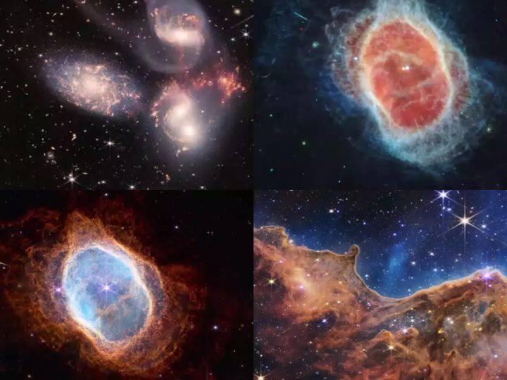 Nasa Reveals 5 New Images From James Webb Space Telescope of universe Galaxy Evolution Black Holes marathi news James Webb Space Telescope : NASA कडून ब्रम्हांडाची आणखी 4 नवीन रंगीत छायाचित्रे प्रसिद्ध; आतापर्यंतचे सर्वात हाय-रिझोल्यूशन फोटो 