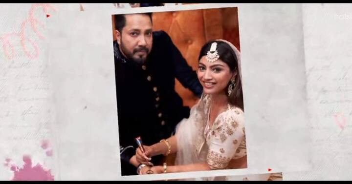 इन तस्वीरों में आकांक्षा पुरी ऑफ व्हाइट प्रिंटेड लहंगे में बेहद खूबसूरत लग रही हैं, तो वहीं ब्लैक शेरवानी में मीका सिंह काफी हैंडसम लग रहे हैं.
