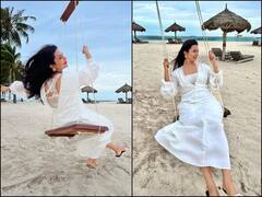 Divyanka Tripathi Pics: समंदर के किनारे फुल ऑन मस्ती के मूड में दिखीं दिव्यांका त्रिपाठी, देखें फोटोज