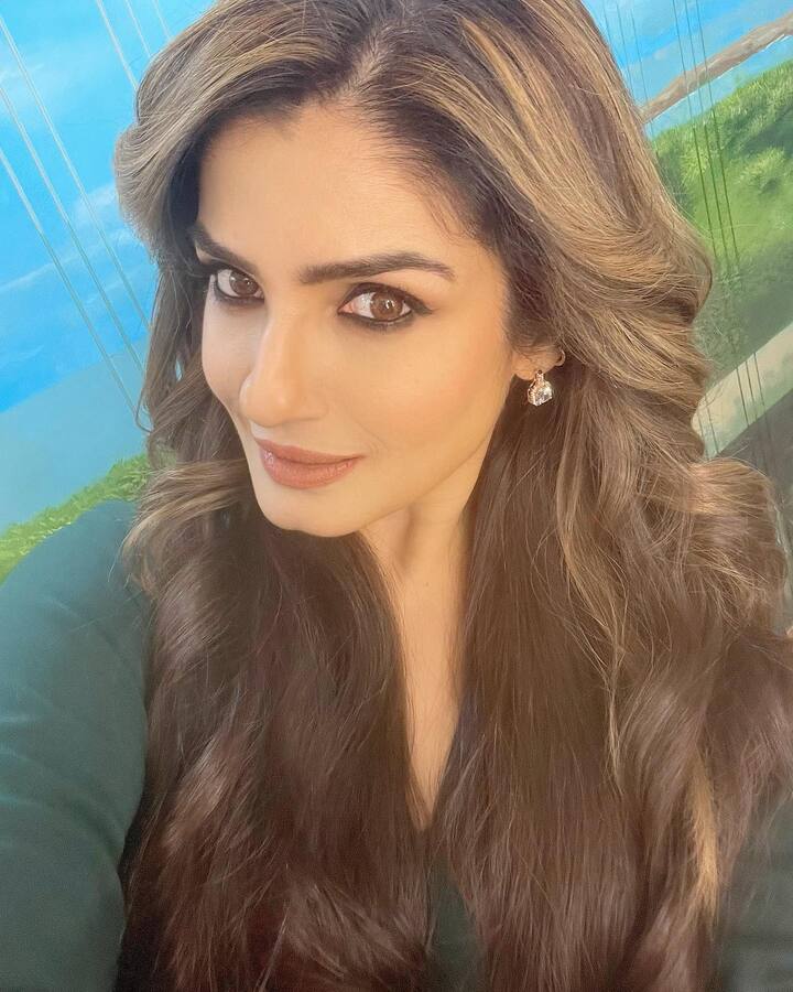 रवीनाने बोल्ड मेकअपसह आपले केस मोकळे सोडले आहेत. (Photo : @officialraveenatandon/IG)