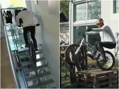 Watch: साइकिल के साथ शख्स ने किए हैरतअंगेज करतब, इंटरनेट पर वीडियो ने मचाया धमाल