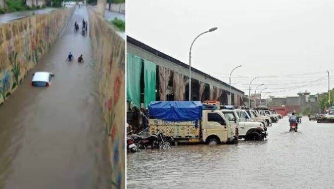 Car submerged in Water due to heavy Rain in Ferozepur, Markets submerged in Abohar and Faridkot ਫਿਰੋਜ਼ਪੁਰ 'ਚ ਭਾਰੀ ਬਾਰਿਸ਼ ਕਾਰਨ ਪਾਣੀ 'ਚ ਡੁੱਬੀ ਕਾਰ, ਅਬੋਹਰ ਤੇ ਫਰੀਦਕੋਟ 'ਚ ਡੁੱਬੇ ਬਾਜ਼ਾਰ