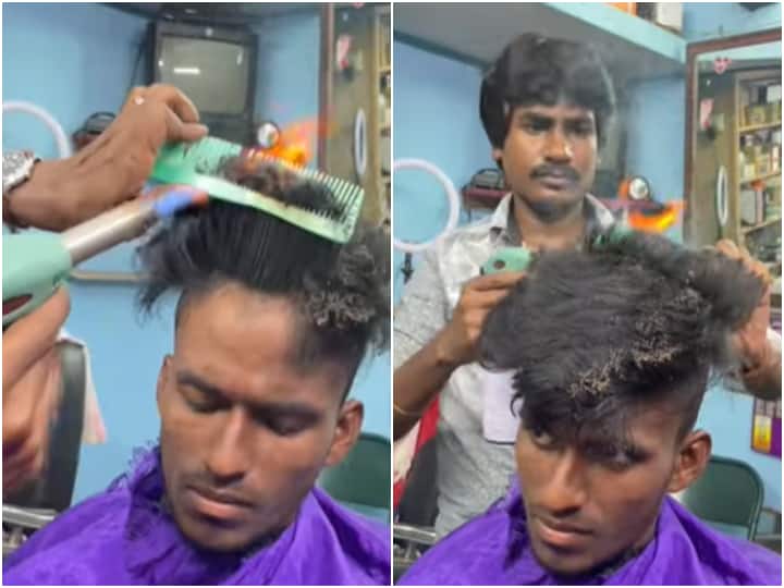 Barber Fire Hair Style And Haircut Video Viral On Social Media | Shocking:  बार्बर ने कैंची की बजाए आग से बनाया शख्स का हेयर स्टाइल, वीडियो देख दंग रह  जाएंगे आप