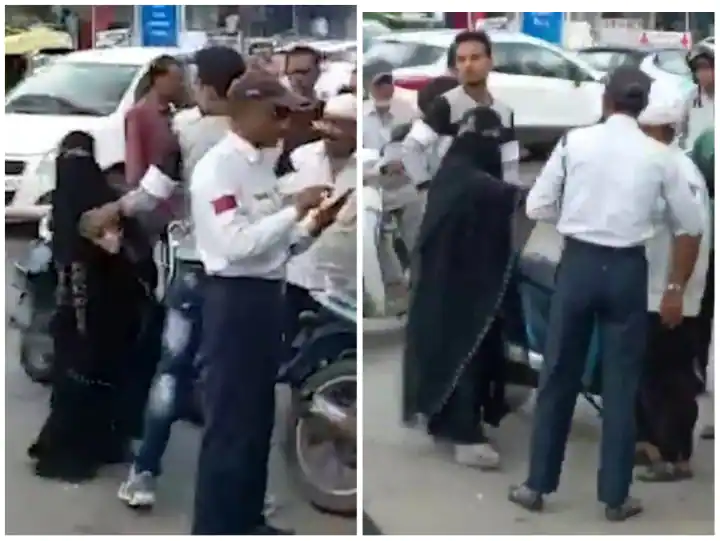 Viral Video: Couple clashed with traffic police in Indore, arrested after registering a case Viral Video : ਇੰਦੌਰ 'ਚ ਜੋੜੇ ਦੀ ਟ੍ਰੈਫਿਕ ਪੁਲਿਸ ਨਾਲ ਹੱਥੋਂਪਾਈ, ਮਾਮਲਾ ਦਰਜ ਕਰਨ ਮਗਰੋਂ ਹਿਰਾਸਤ 'ਚ ਲਿਆ