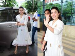 Rashmika Mandanna Spotted: सफेद कुर्ती में खूब जंची रश्मिका मंदाना, एयरपोर्ट पर कैमरा में कैप्चर हुईं एक्ट्रेस