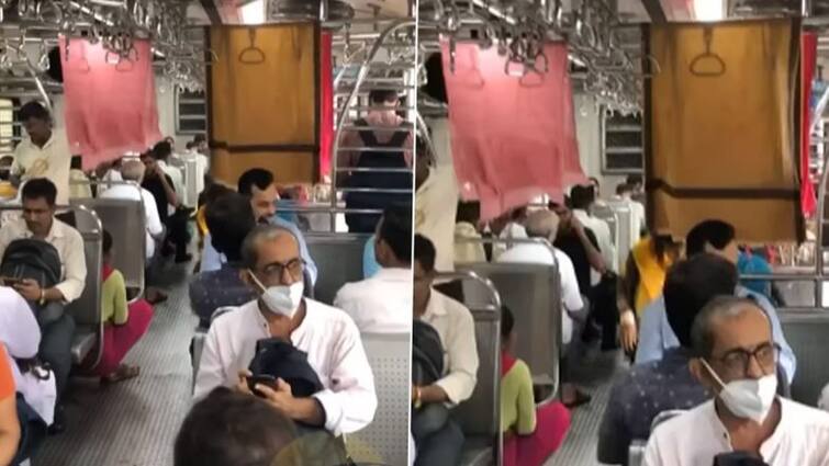 clothes getting dry in mumbai local train heavy rain fall funny video viral on social media marathi news Video Viral : हे फक्त मुंबईतच होऊ शकतं! लोकल ट्रेनमध्ये चक्क वाळत टाकले कपडे, Video होतोय व्हायरल