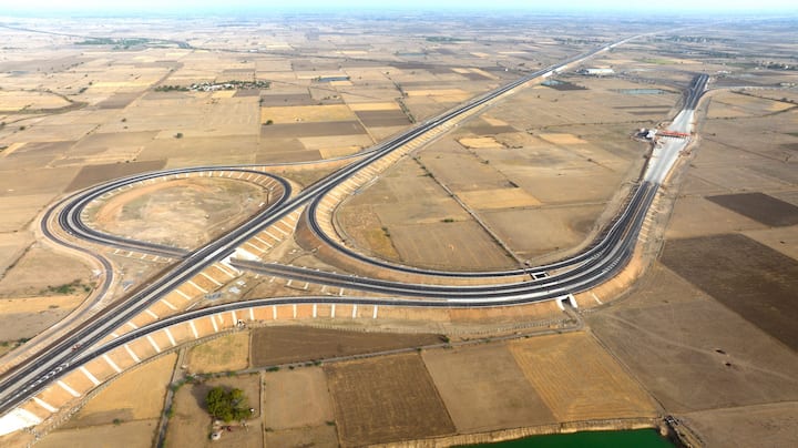Aerial view of Bundelkhand Expressway, the foundation stone of the four-lane expressway was laid by Modi in February 2020. (Image Source: PTI)
