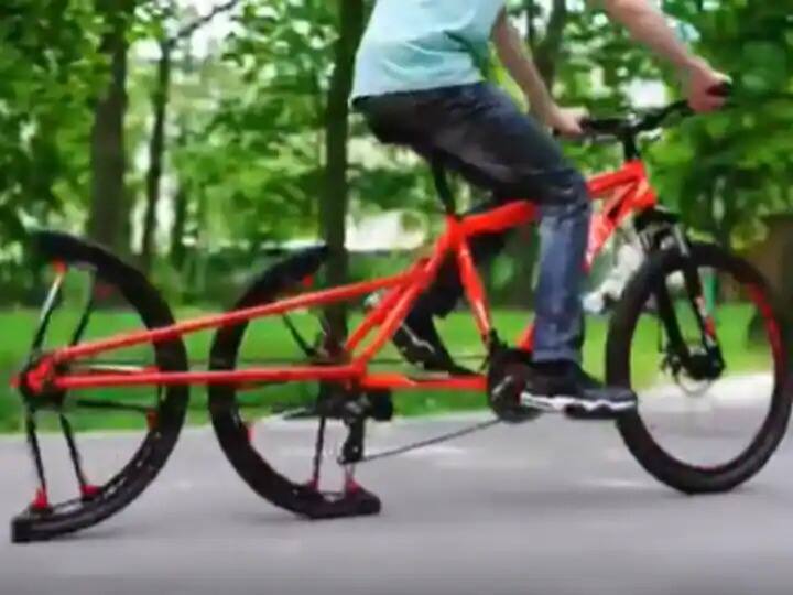 half wheel unique bycycle video viral on social media Watch: ਕੀ ਤੁਸੀਂ ਦੇਖਿਆ ਹੈ ਅੱਧੇ ਪਹੀਏ ਵਾਲਾ ਸਾਈਕਲ? ਇੰਜੀਨੀਅਰ ਨੇ ਕੀਤੀ ਇੱਕ ਅਜੀਬ ਰਚਨਾ