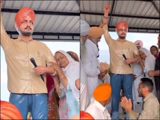 मनसा गांव में लगाई गई Sidhu Moose Wala की भव्य मूर्ति, बेटे के स्टैच्यू से लिपट फूट-फूटकर रोए मां-बाप