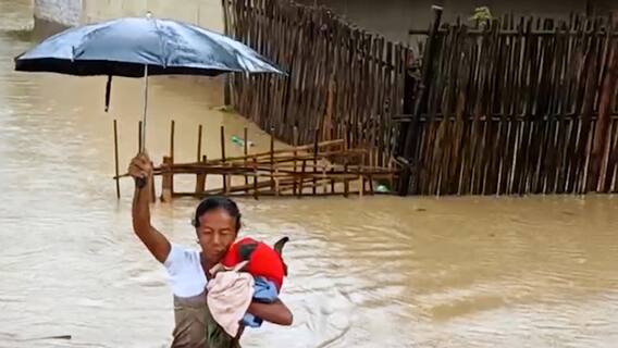 Assam Flood: असम में एक बार फिर कहर बनकर टूटी आसमानी आफत, करीब 100 गांवों में आई बाढ़