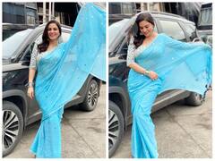 स्काई ब्लू साड़ी में लहराती-बलखाती नजर आईं Shraddha Arya, खूबसूरत स्माइल से लूट ली महफिल