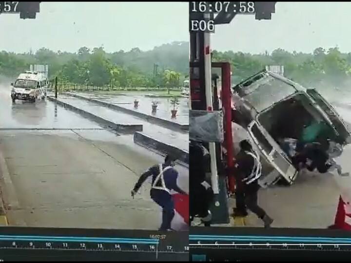 Karnataka Ambulance accident video four dead in accident after ambulance speeding through tollgate watch shocking video Watch Video: சுங்கச்சாவடியில் கட்டுப்பாட்டை இழந்த ஆம்புலன்ஸ்... 4 பேர் பலி... அதிர்ச்சி தரும் வீடியோ!